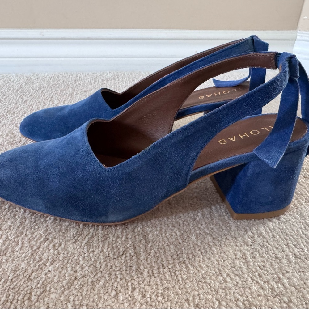 ALOHAS Blue Suede Heels - Picture 2 of 5